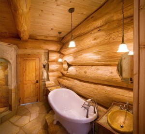Salle de bain de luxe maison en bois